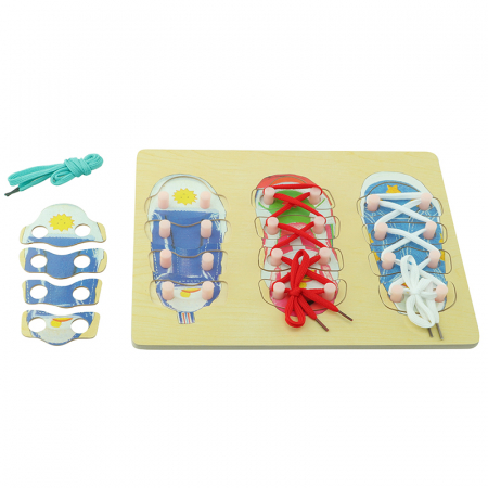 Joc Montessori din lemn – Invata sa legi sireturile | ZukiToys.ro [1]