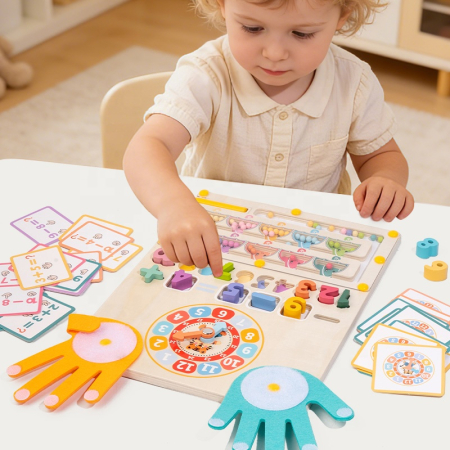 Joc Montessori magnetic 3 în 1 cu bile și numărare pe degete din lemn [3]