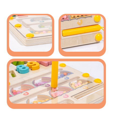 Joc Montessori magnetic 3 în 1 cu bile și numărare pe degete din lemn [5]