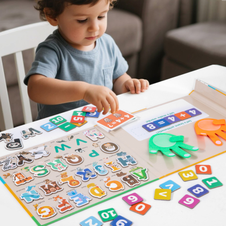 Joc Montessori magnetic cu animale, litere și numărare pe degete [1]