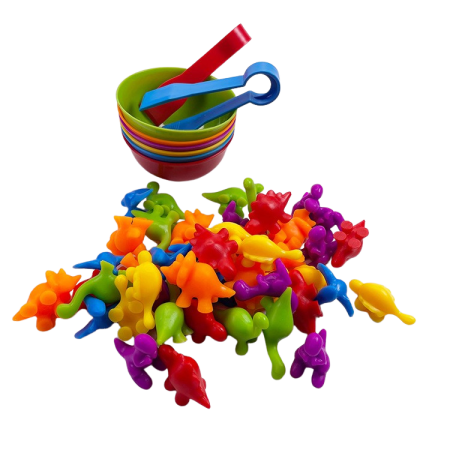 Jucarii Interactive & Sensoriale - Joc Sortare Culori, Clasificare si Numărat – Dinozaurii (48 piese)