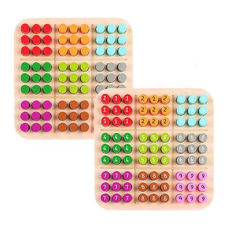 Joc Sudoku Montessori din lemn cu cifre colorate și carduri de provocare [2]