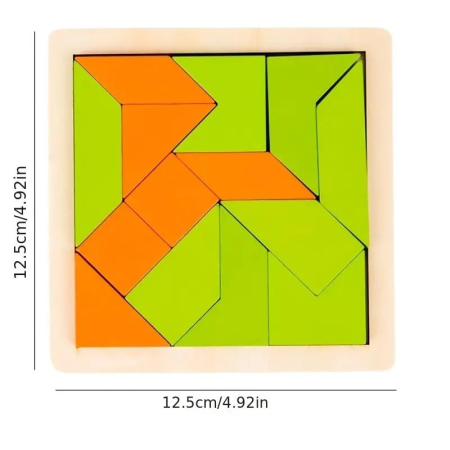 Joc Tangram Battle din lemn – Provocări de logică cu forme geometrice și clopoțel [5]