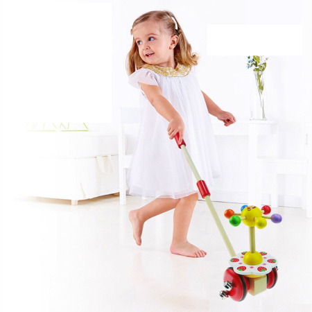 Jucărie de împins din lemn cu mecanism și sunete, jucărie motrică - Multicolor [1]