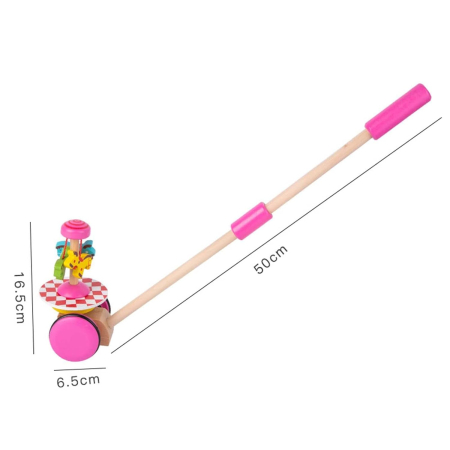 Jucărie de împins din lemn cu mecanism și sunete, jucărie motrică - Model căluți [2]