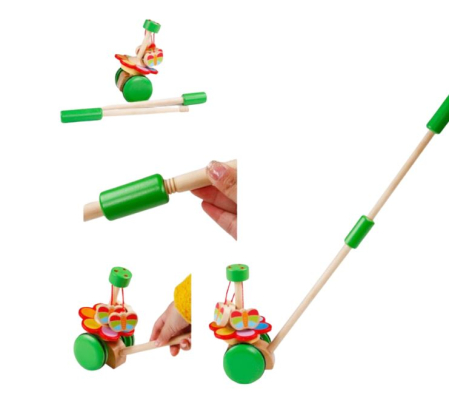 Jucărie de împins din lemn cu mecanism și sunete, jucărie motrică - Model fluture [1]