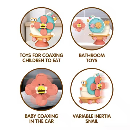 Jucărie dentiție în formă de melc – zornăitoare cu ventuză și spinner [2]