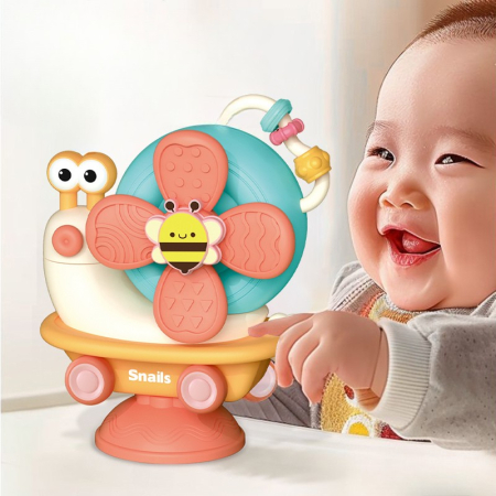 Jucărie dentiție în formă de melc – zornăitoare cu ventuză și spinner [1]