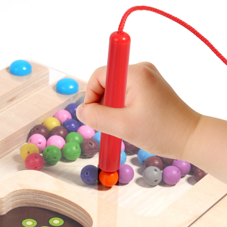Jucărie educativă multifuncțională 3 în 1 – labirint magnetic din lemn cu culori și numere [2]