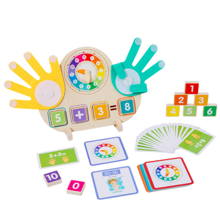 Jucarii Interactive & Sensoriale - Jucărie Montessori 2 în 1 cu cuburi de numărat și ceas didactic