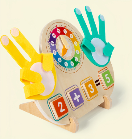 Jucărie Montessori 2 în 1 cu cuburi de numărat și ceas didactic [1]