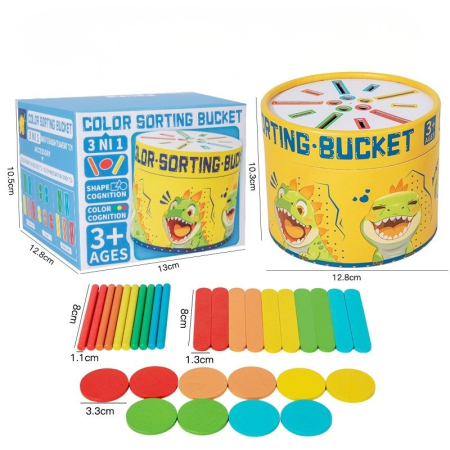 Toate Jucariile pentru Copii - Jucarie Montessori 3 in 1 Dinozaur – sortare culori si motricitate fina
