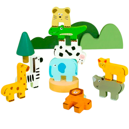 Jucărie Montessori de echilibru cu animale din lemn pentru coordonare și logică [2]
