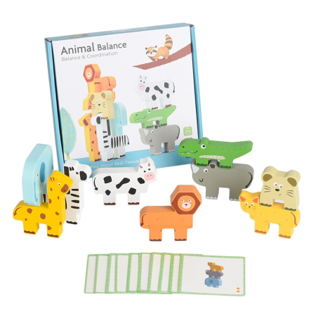 Toate Jucariile pentru Copii - Jucărie Montessori de echilibru cu animale din lemn pentru coordonare și logică