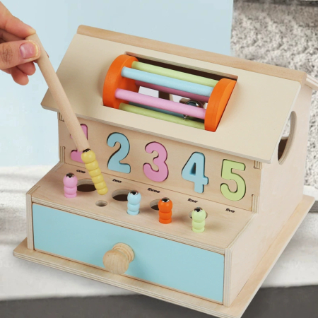 Jucărie Montessori din lemn 8-în-1 – casuță cu activități educative [1]