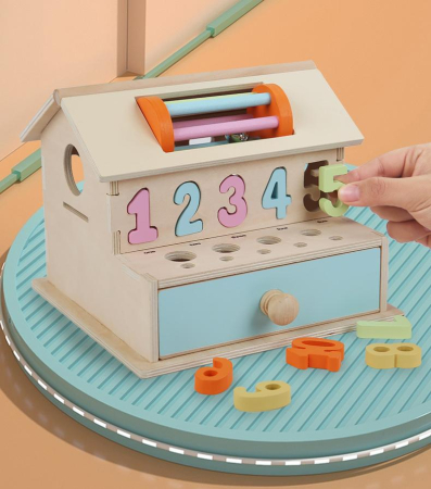 Jucărie Montessori din lemn 8-în-1 – casuță cu activități educative [3]