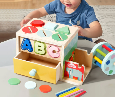 Jucarie Montessori din Lemn 8-in-1 – Centru de Activitati Educative [4]