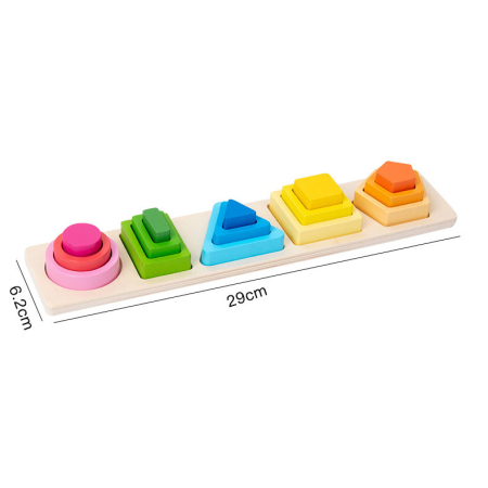 Jucărie montessori din lemn tip puzzle cu forme geometrice, 15 piese [4]
