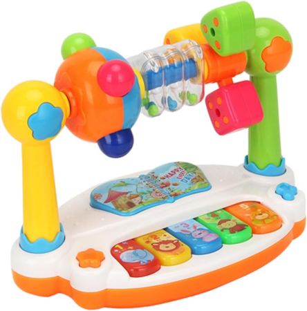 Jucarii pentru Bebe (0–2 ani) - Jucărie muzicală pentru bebeluși tip pian interactiv multicolor cu lumini și sunete