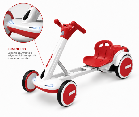 Kart electric cu 4 niveluri de putere, telecomandă și Bluetooth – Roșu [2]
