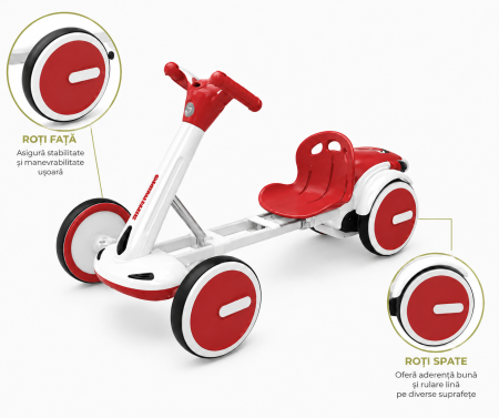 Kart electric cu 4 niveluri de putere, telecomandă și Bluetooth – Roșu [1]