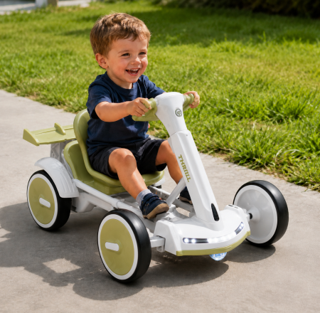 Kart electric cu 4 niveluri de putere, telecomandă și Bluetooth – Verde [3]