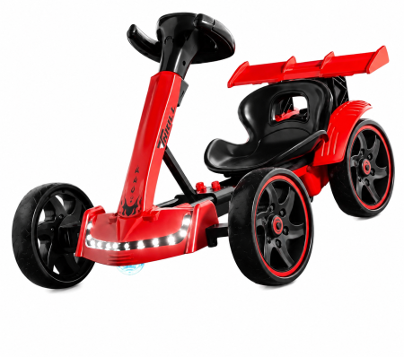 Masinute Electrice - Kart electric pliabil cu telecomandă, Bluetooth, muzică și lumini LED – Roșu, Motor 12V