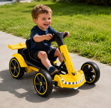 Kart electric pliabil cu telecomandă, Bluetooth, muzică și lumini LED – Galben, Motor 12V [2]