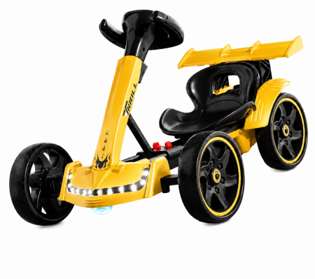 Masinute Electrice - Kart electric pliabil cu telecomandă, Bluetooth, muzică și lumini LED – Galben, Motor 12V