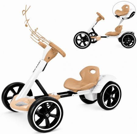 Kart electric pliabil cu telecomandă, muzică și lumini LED – Alb-Bej, Motor 6V [1]