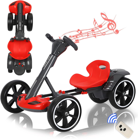 Masinute Electrice - Kart electric pliabil cu telecomandă, muzică și lumini LED – Roșu, Motor 6V