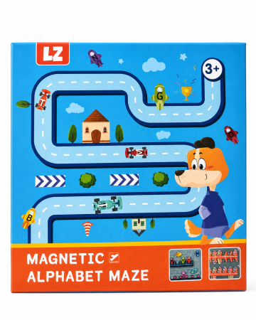 Jucarii Educative & Invatare - Labirint magnetic cu alfabet și mașinuțe – Aventură educativă pe traseu