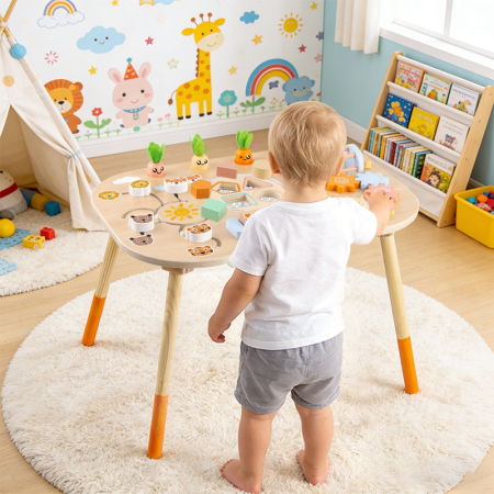 Masă din lemn cu activități Montessori – Centru multifuncțional pentru dezvoltarea copilului [3]