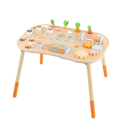 Jucarii Interactive & Sensoriale - Masă din lemn cu activități Montessori – Centru multifuncțional pentru dezvoltarea copilului