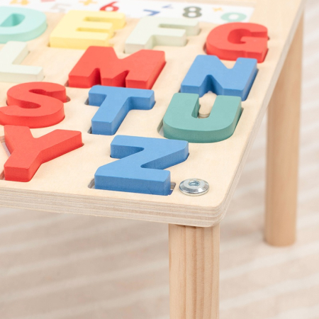 Masă Montessori din lemn cu litere, cartonașe și activități educative [5]