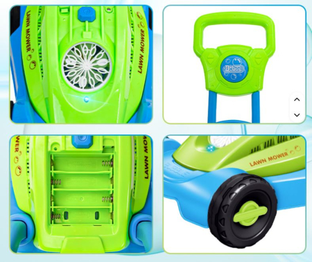 Mașină cu baloane de săpun și design tip mașină de tuns iarba - albastră [3]