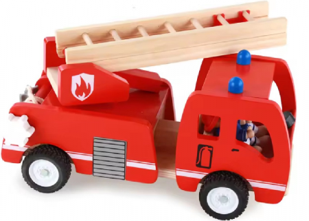Masina de pompieri din lemn cu figurine – Jucarie educativa Montessori 3+ [5]