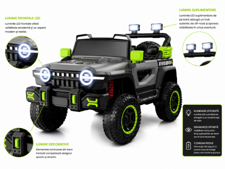 Mașină electrică 4x4 cu motor 380W, roți EVA și design off-road premium - Verde [2]