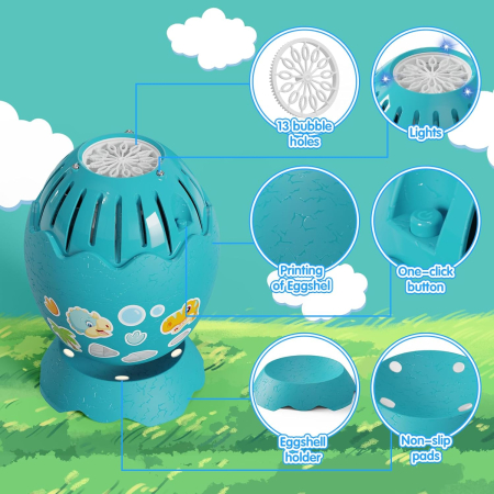 Mașină electrică pentru baloane de săpun tip ou de dinozaur albastru [1]