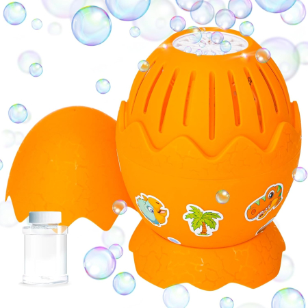 Joaca de Vara & Apa - Mașină electrică pentru baloane de săpun tip ou de dinozaur portocaliu