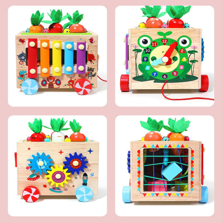 Mașinuță de jucărie din lemn cu activități educative și de motricitate – Montessori [1]