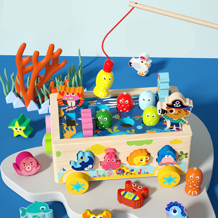 Mașinuță din lemn cu activități de pescuit magnetic – Pirații și lumea subacvatică [1]