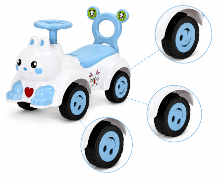 Mașinuță ride-on fără pedale Iepuraș cu muzică și lumini - Albastru [2]