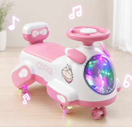 Mașinuță ride-on pentru copii cu muzică și lumini - Roz [3]