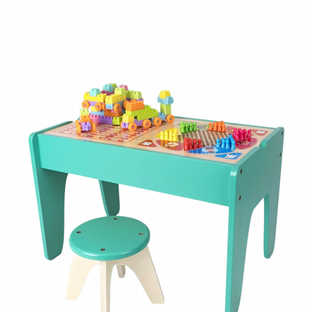 Măsuță Montessori 3-în-1 din lemn cu scaun 58x37x39 cm | copii 3 ani+ [1]