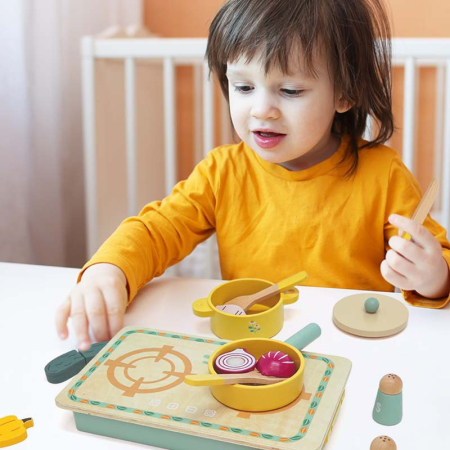 Mini bucătărie din lemn cu vase și accesorii [2]