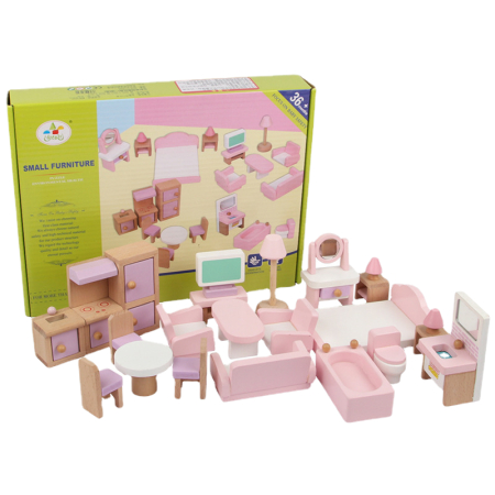 Jucarii din Lemn Natural - Mobilier din lemn pentru păpuși – Jucărie educativă pentru copii