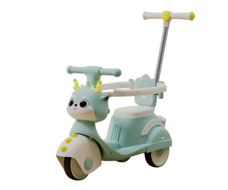 Masinute Electrice - Motocicletă ride-on 4 în 1 pentru copii cu copertină și mâner parental - Verde