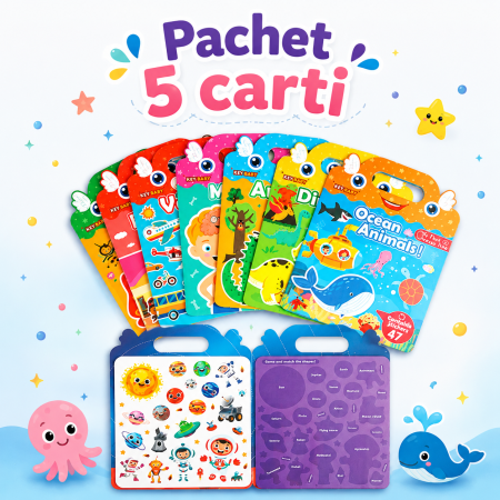 Jucarii Educative & Invatare - Pachet cu 5 Carti cu Stickere Reutilizabile
