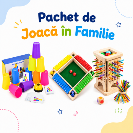 Pachet 3 jocuri de societate din lemn pentru familie – Speed Cups, Plunk, Shut the Box [0]